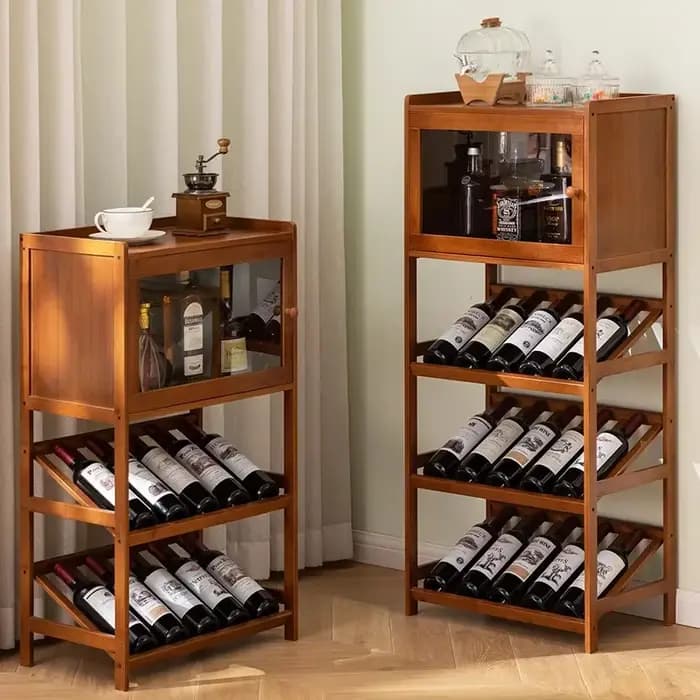 Étagère à vin, petite armoire à vin domestique, support de présentation de vin, présentoir de bar, décoratif en bois massif, à poser contre le mur