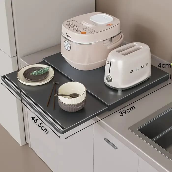 Support de rangement pour armoire extractible robuste – Étagère pour four à micro-ondes en acier au