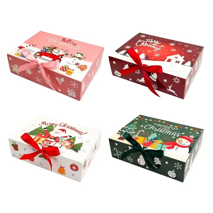 Grands coffrets cadeaux de noël avec couvercles, 4/12 pièces, boîtes à cadeaux de fête élégantes, po