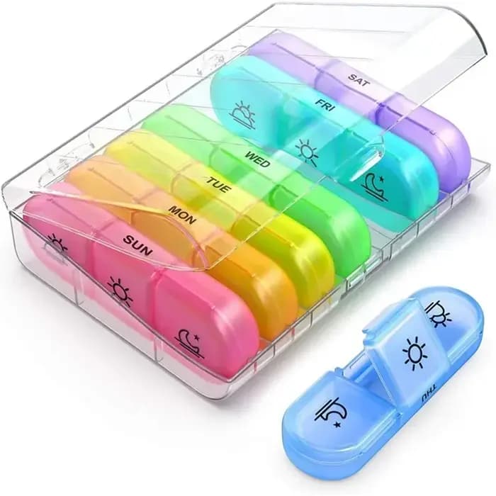1 ensemble boîte à pilules 7 jours organisateur 21 grilles 3 fois un jour Portable voyage avec grands compartiments pour vitamines médecine huiles de poisson