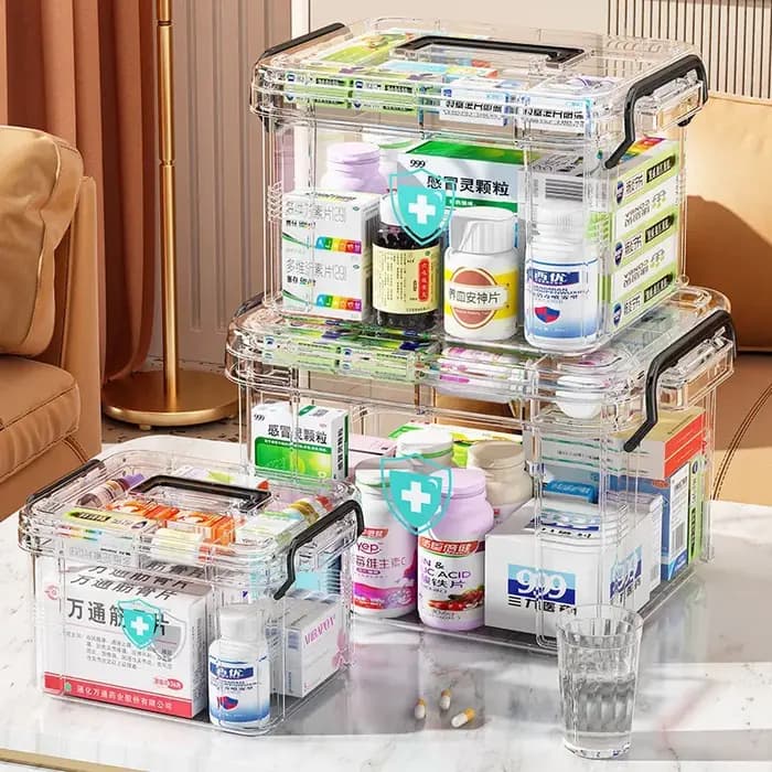Grande boîte à médicaments transparente à double couche