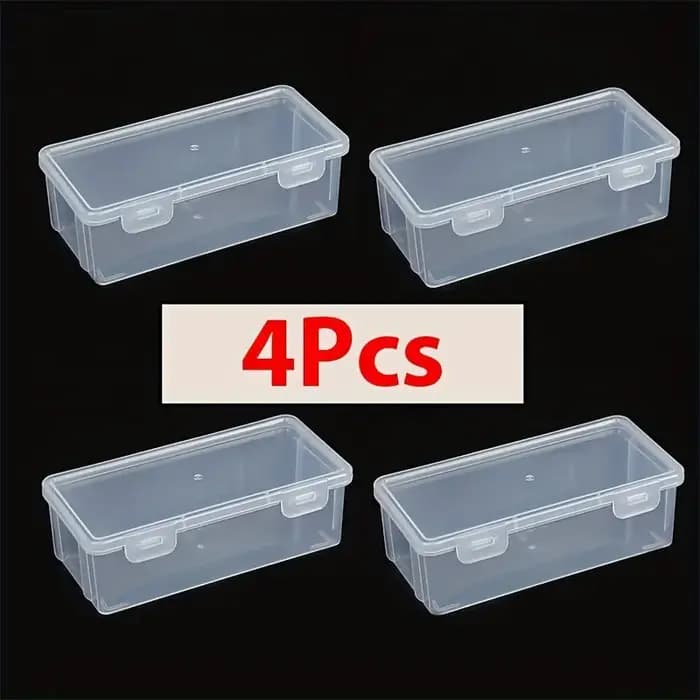 4 grandes boîtes de rangement transparentes en PP avec couvercles
