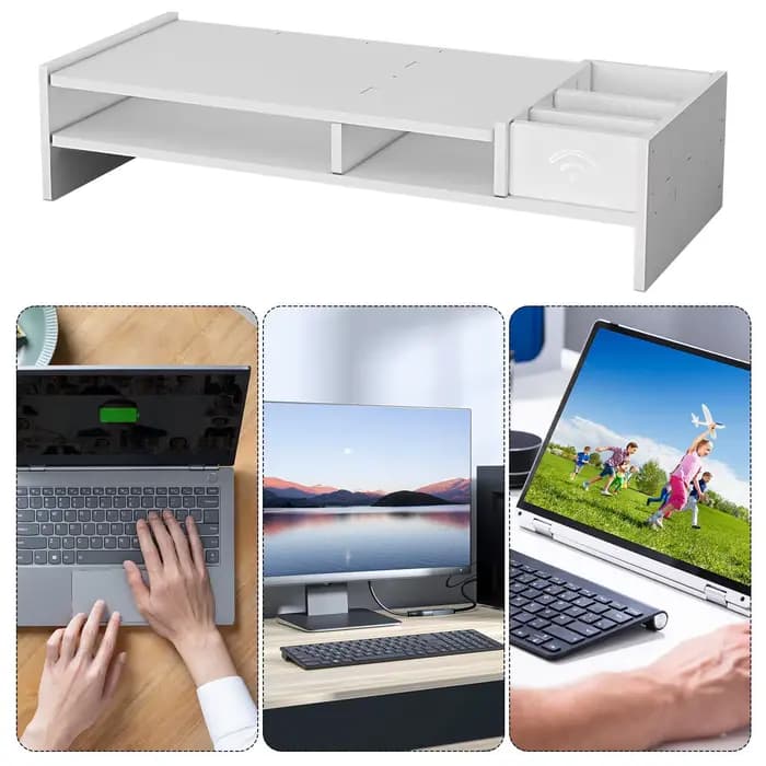 Organisateur de bureau à 3 niveaux, support de moniteur, étagère de rangement pour bureau, lecture, étude, travail, jeux, affichage, maison, dortoir, école