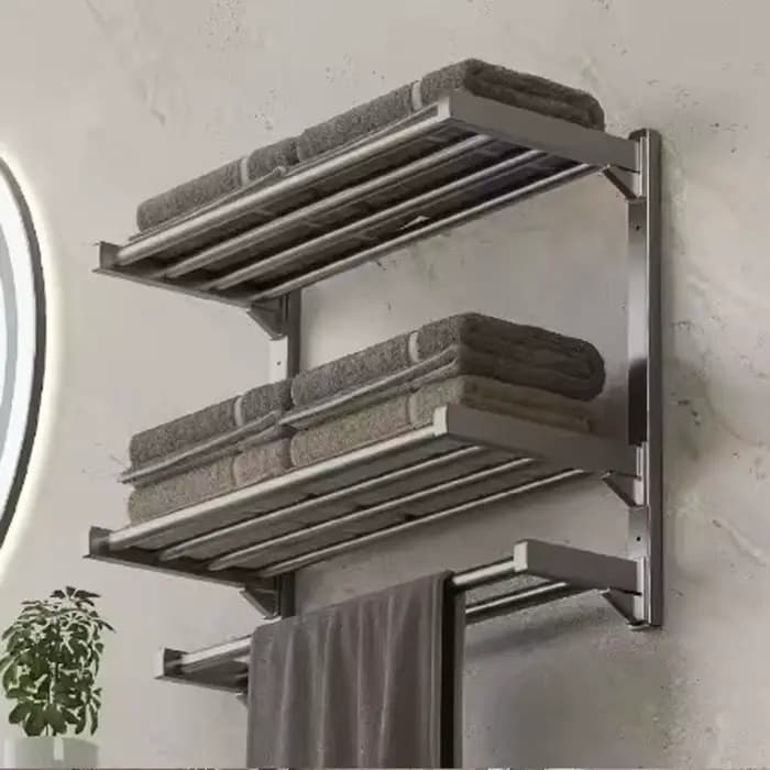 Porte-serviettes mural pliable pour salle de bain
