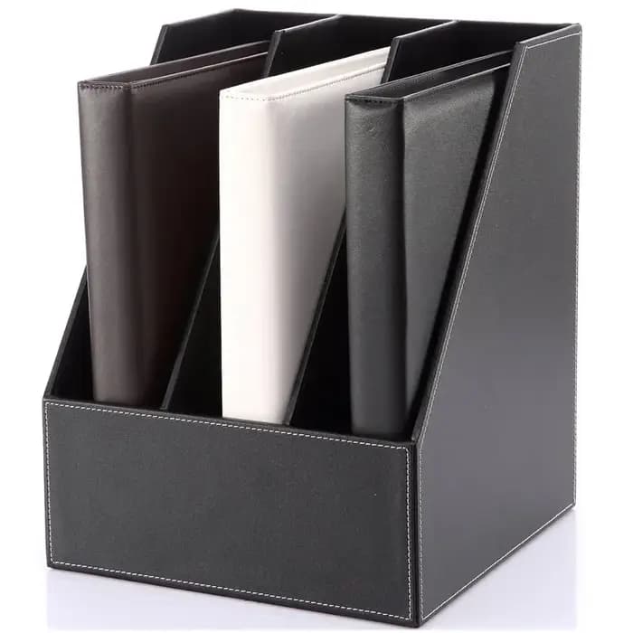 Support de stockage créatif à trois rangées en cuir PU