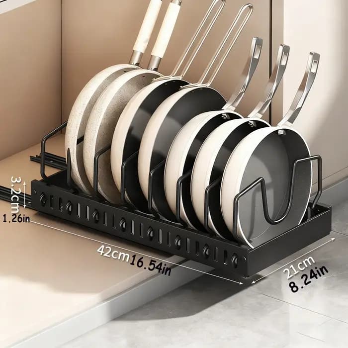 Étagère de rangement pour ustensiles de cuisine et poêles avec boîte de rangement coulissante pour c