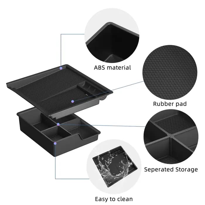 SMABEE pour Chevy Silverado EV 2024-2026 Console Centrale Boîte De Rangement Plateau Double-couche Organisateur