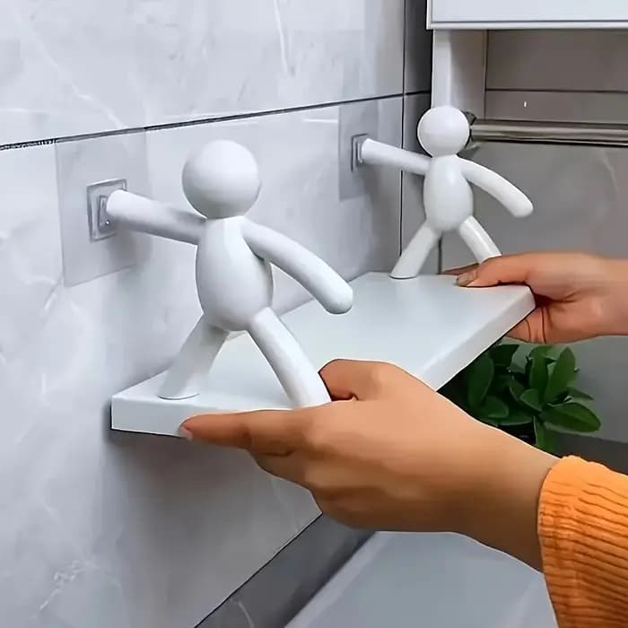 Étagères murales modernes en plastique avec figurines humanoïdes, support de rangement à plusieurs niveaux pour salle de bains, cuisine ou salle de bains, étagères de décoration