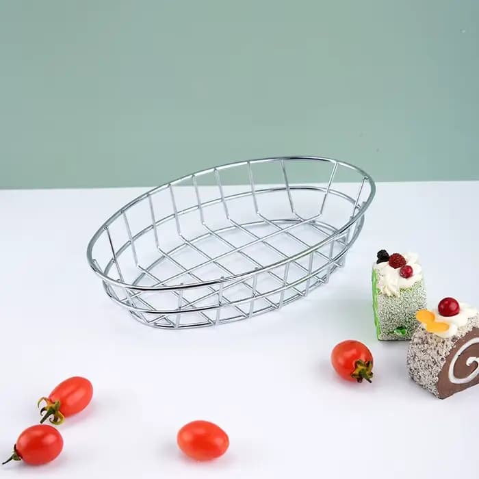 Panier de rangement de bureau en acier inoxydable, panier de rangement cosmétique, panier à fruits, organisateur, panier utilitaire, étagère de rangement en fer forgé