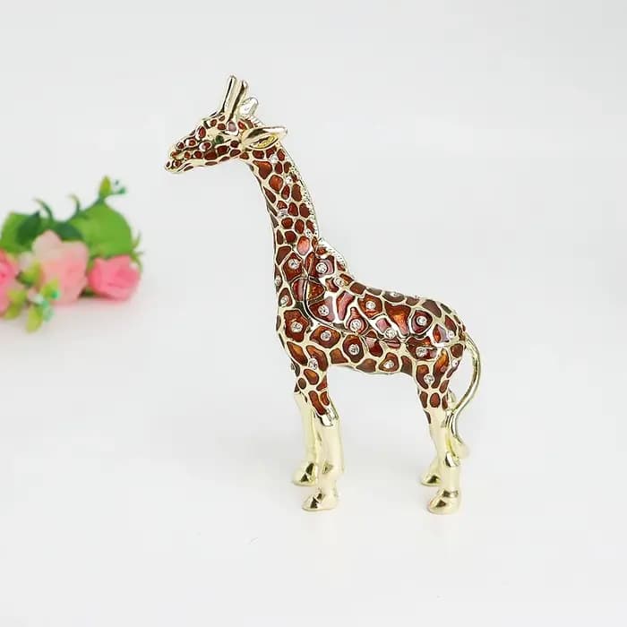 SHINNYGIFTS Boîte à bijoux girafe en émail et étain faite à la main, ornement de décoration de burea