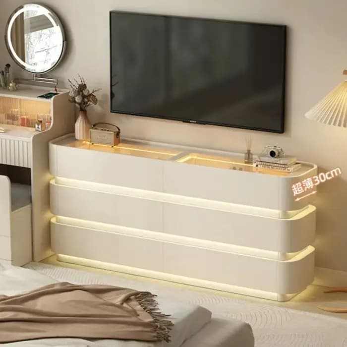 Meuble de rangement en bois avec vitrine pour objets de collection, style Lumières Nordiques, pour chambre et couloir