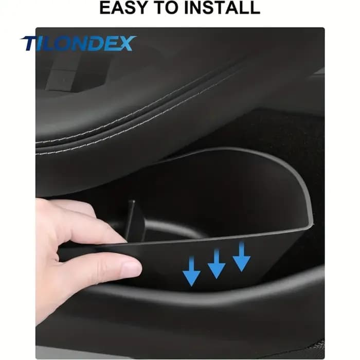 TILONDEX Ensemble de quatre boîtes de rangement pour portes en TPE noir pour Model 3