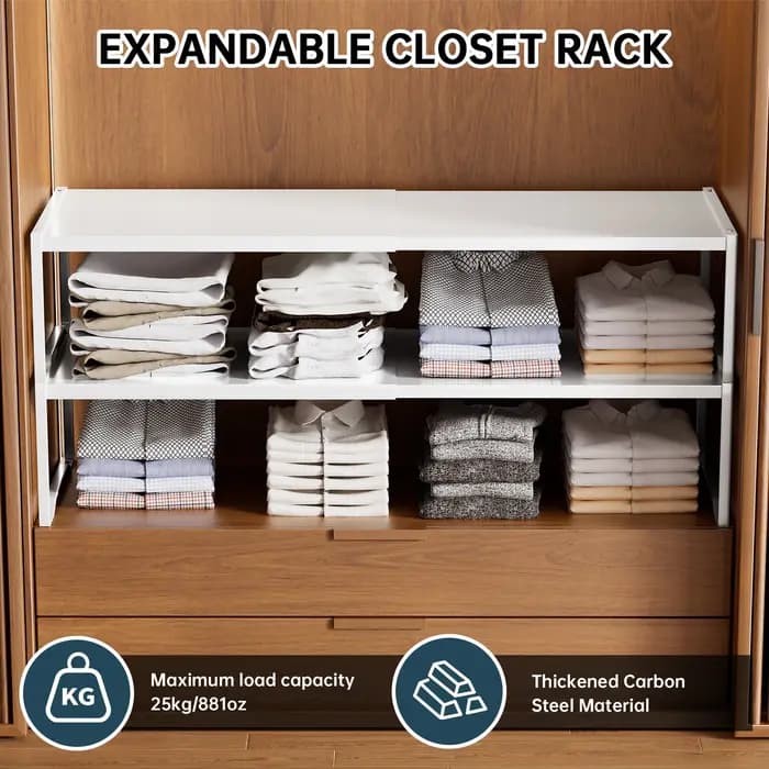 Étagères de rangement extensibles pour placard (1 ou 2 pièces) : Support