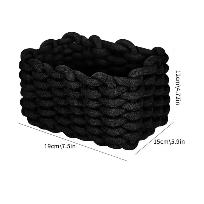 Panier de rangement rectangulaire multifonctionnel en corde épaisse tressée pour organiser et stocker divers articles et collations 
