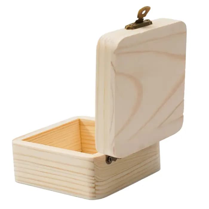 Boîte d'emballage en bois naturel uni 8x8x4.5cm