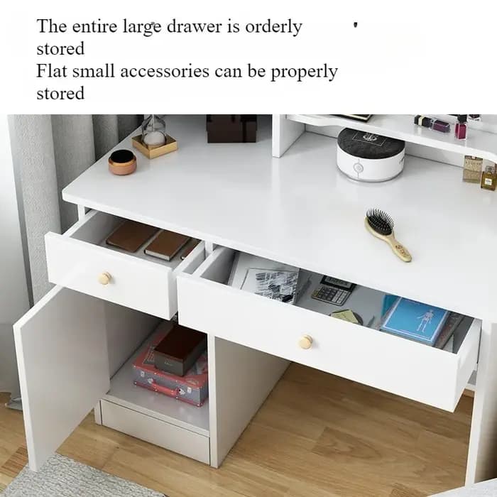 Table de maquillage chambre à coucher avec rangement miroir intégré petit appartement simple multifonctionnel e **** commode de célébrité Internet mique