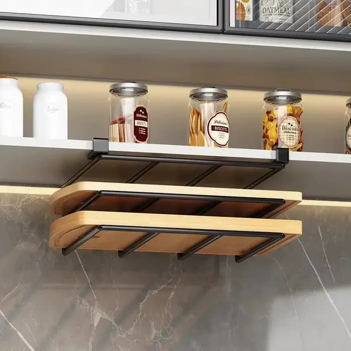 Étagère de rangement suspendue pour cuisine avec crochets