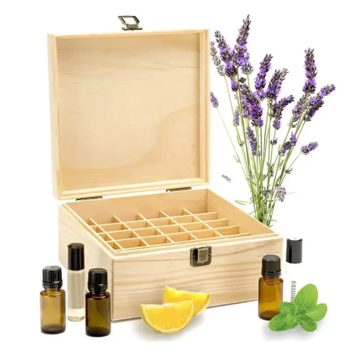 Boîte de Rangement en Bois pour Huiles Essentielles, Conteneur d'Aromathérapie HI, 12/25 Fentes