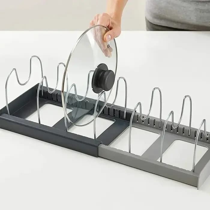 Étagère rétractable à 7 compartiments pour casseroles