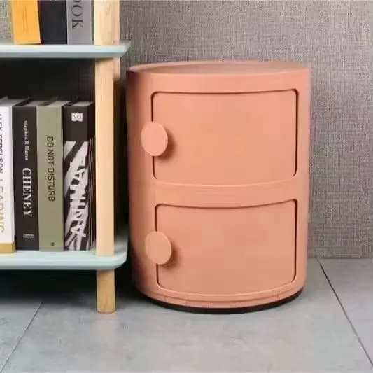 Armoire de chevet ronde, Table de chevet, boîte de rangement en plastique avec tiroirs, Table de che