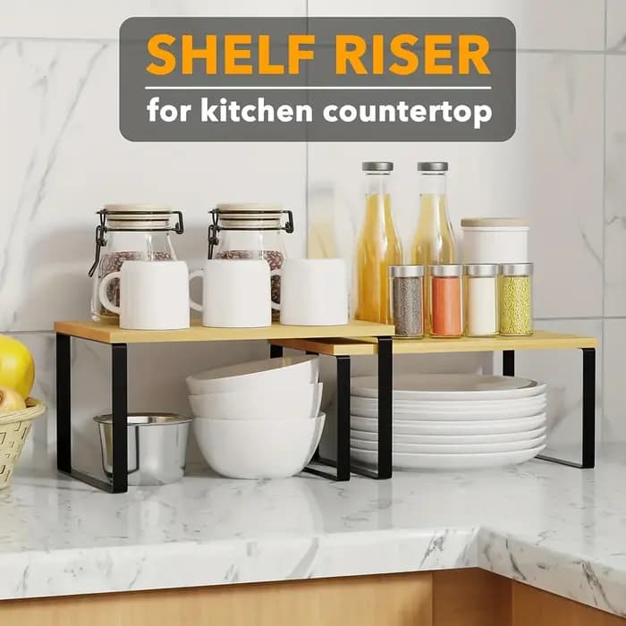 Étagères de comptoir de cuisine, ensemble de 2 supports à épices, étagère d'organisation empilable pour armoire, organisateur d'étagères de cuisine extensible