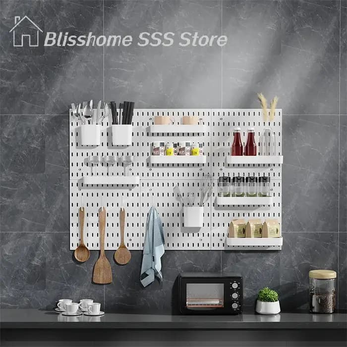 【S】Étagère murale perforée, kit de panneaux perforés DIY, panneaux muraux pour décoration intérieure, étagère suspendue pour la maison