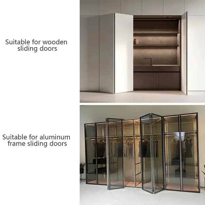 Accessoires de quincaillerie pour rail de suspension de porte coulissante pliante de dressing, rail inférieur apparent pour porte coulissante pliante de vestiaire