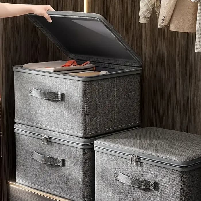 Boîte de rangement pliable avec housse en tissu