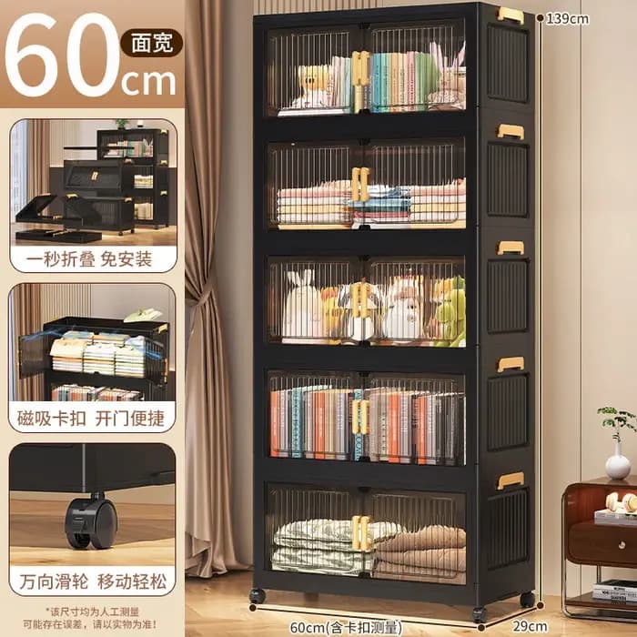 Armoire de rangement pliable en plastique avec double porte