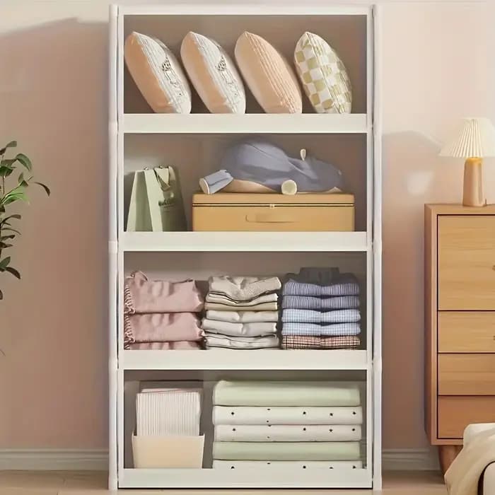 Grande armoire de rangement en plastique transparent à 5 niveaux – Organisateur anti-poussière avec étagères