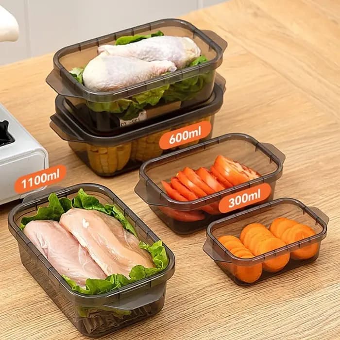 Ensemble de 3 pièces, boîte de conservation des aliments en plastique réutilisable avec couvercle