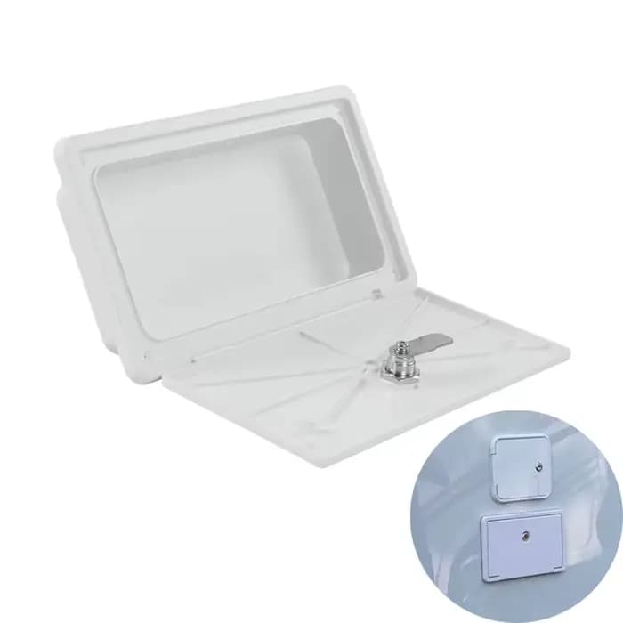 Trappe avec boîte de rangement et serrure ABS blanc étanche RV caravane hayon pour camping-car extérieur RV bateaux marins accessoires