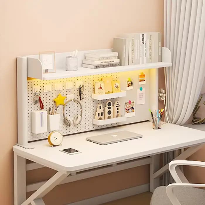 Étagère de rangement de bureau avec panneau perforé