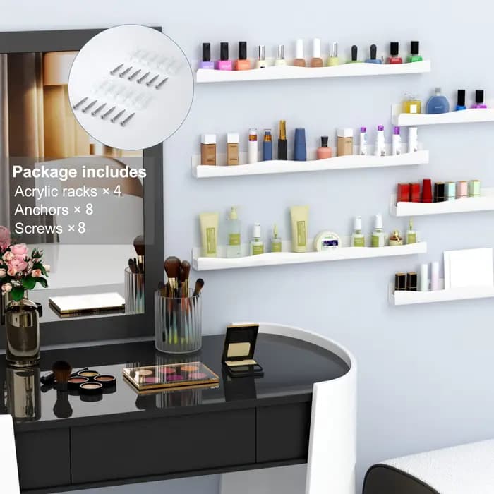 Support mural pour vernis à ongles : 4 étagères Organisateur