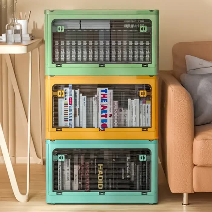 Boîte de rangement pliable avec 5 portes ouvertes