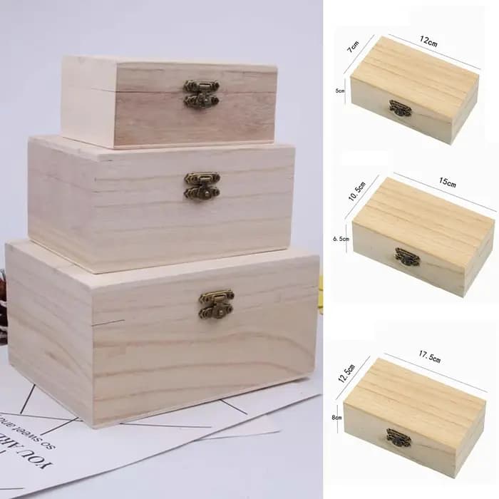 Boîte de rangement rectangulaire en bois pour documents en bois