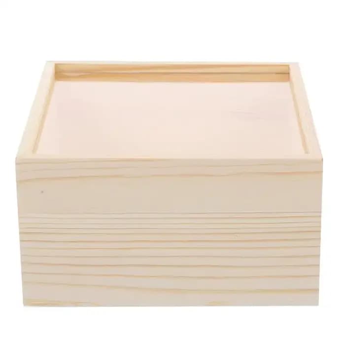 Boîte d'emballage cadeau en bois inachevé avec couvercle transparent