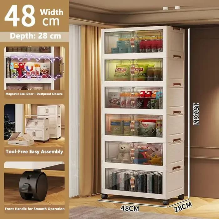 Armoire de rangement pliable avec tiroirs