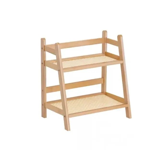 Étagère de rangement en bois à 2 niveaux, stable, facile à assembler, étagère de cuisine multifonctionnelle, gain de place, étagère de rangement pour cosmétiques