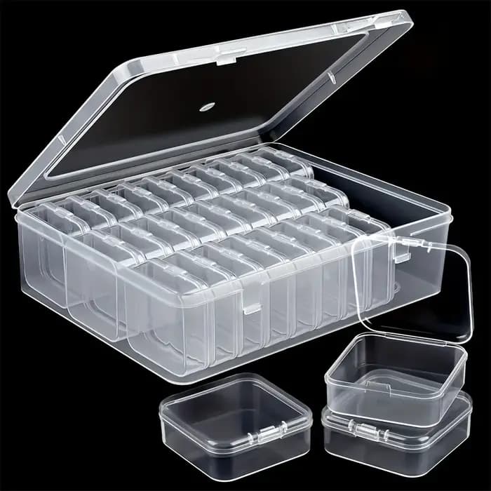 30 petites + 1 grande boîte de rangement en plastique, boîte rectangulaire durable pour bijoux, perl