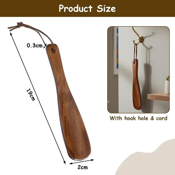 1 pièce de chausse-pied en bois, bord lisse et poignée ergonomique, aide à l'enfilage des chaussures légère et durable, indispensable pour l'usage quotidien, excellent cadeau pour la famille.