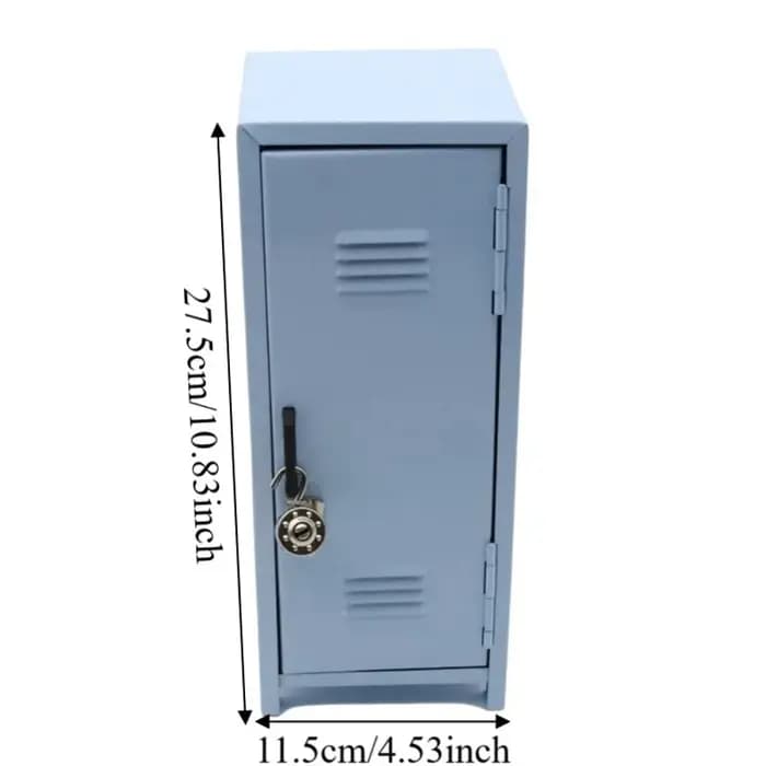 Mignon meuble de rangement vertical en fer pour maquillage, organisateur de bureau verrouillable à deux niveaux avec serrure, armoire à dossiers