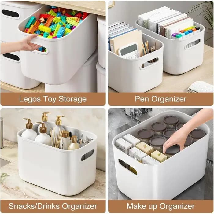 Bacs de rangement blancs empilables pour l'organisation