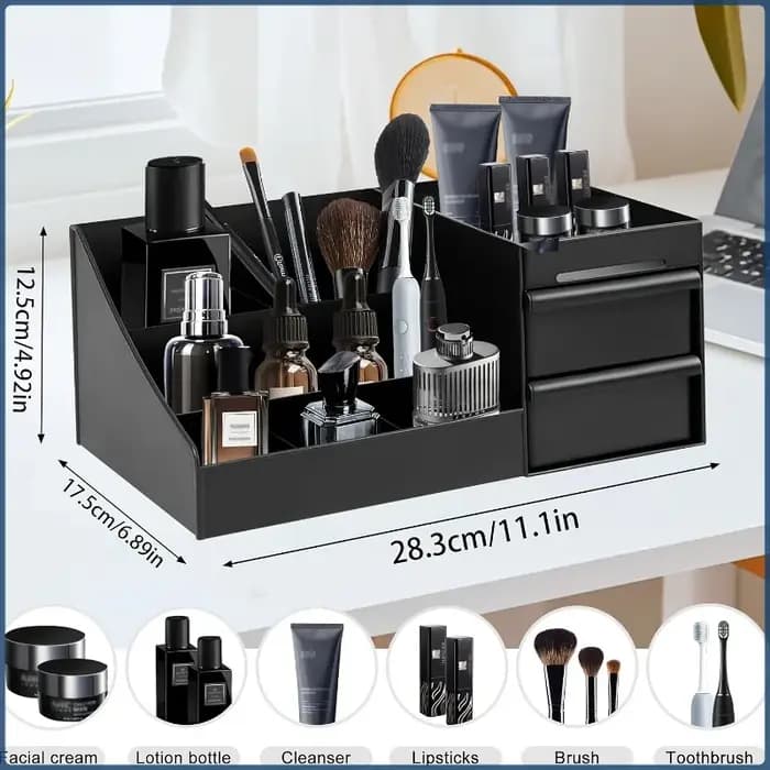 Organisateur de parfum et de colonnes pour hommes avec tiroirs – Boîte de rangement de cosmétiques d