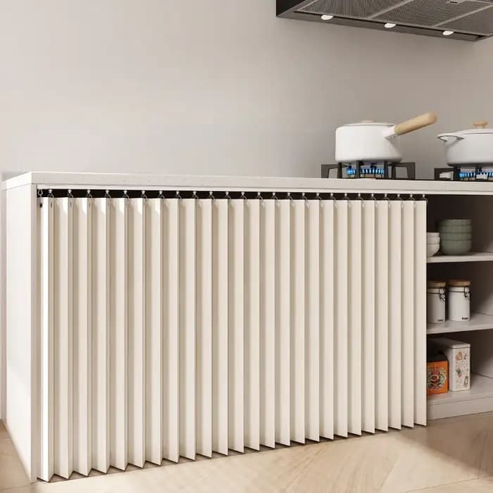 Rideau court de style japonais avec rail coulissant en tissu pour porte de cuisine