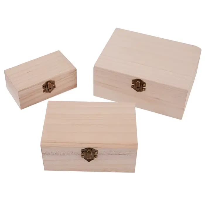 Boîtes de rangement carrées à charnière en bois uni Scotch couleur bûche