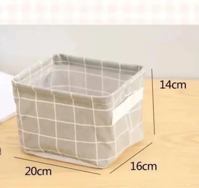 Panier de rangement pliable en tissu à motif quadrillé 20×16×14 cm