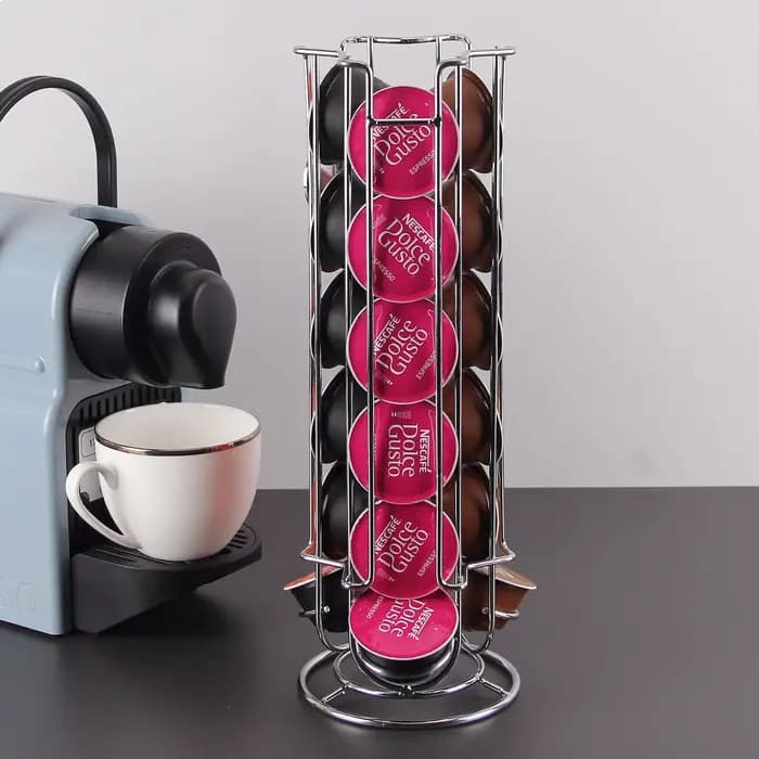 Support de rangement pour capsules de café Dolce Gusto en métal chromé pour comptoir