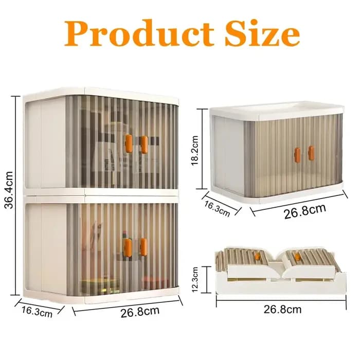 Bacs de rangement pliables à 1 niveau avec porte roulante