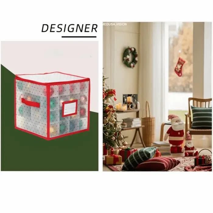 Boîte de rangement pratique pour boules de Noël à 64 compartiments